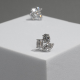 Unique Diamonds Earrings, Solitaire Studs with Marquise Emerald and Oval Stones