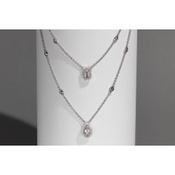  Delicate Layered Necklace  (Pear-shaped and Emerald-shaped diamonds)